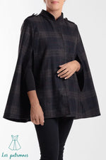 Cape Turner, patron de couture pdf à télécharger, élégante cape laine pour mi-saison et hiver, découpe épaules et col officier optionnel.