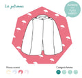 Illustration du patron de couture pdf à télécharger pour la Cape Turner, incluant options de col et épaules, niveau avancé, catégorie femme.