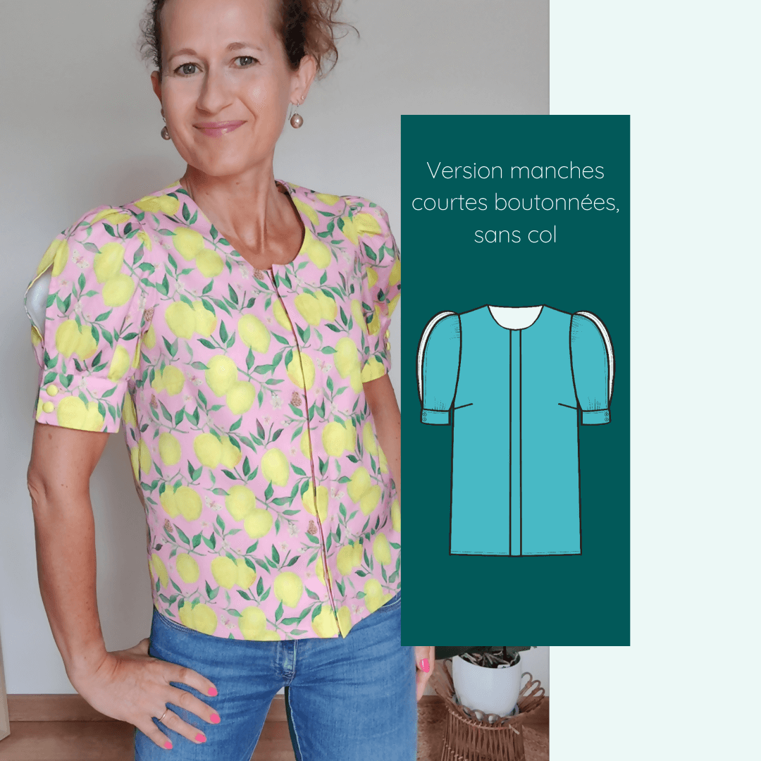 Chemise Eyra | Taille 32 à 52 avec manches courtes boutonnées, patron de couture pdf à télécharger