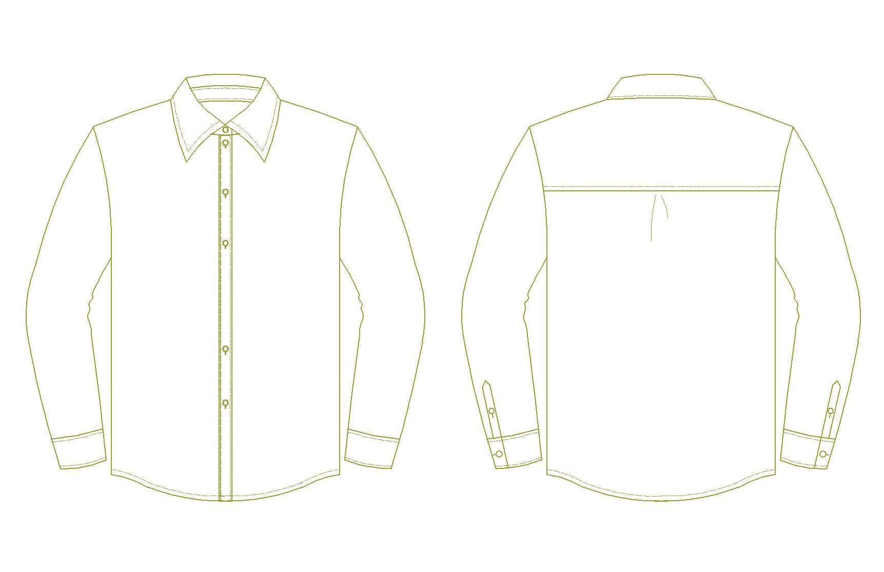 Patron de couture Chemise classique - XS/XL - HARVEY en PDF à télécharger, vue avant et arrière, dimensions incluses.