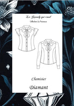 Patron de couture Chemisier Diamant PDF à télécharger, modèle élégant de la Collection La Précieuse, blouses sans manches et manches longues.