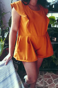 Combinaison Pantalon/Short Nephtys - T36 à 50, patron de couture pdf à télécharger, combi-short chic avec volants orange