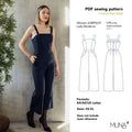 Femme portant une combinaison, patron de couture pdf à télécharger, Combinaison - XS/XL - Lady Moderna, tailles XS à XL, niveau intermédiaire.