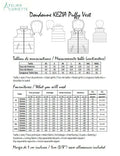 Patron de couture PDF pour Duo KEZIA - Doudoune sans manches mixte pour adulte (XS au XXXL) et enfant (2 à 16 Ans) avec mesures.