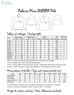 Guide des tailles et métrages pour le patron de couture pdf à télécharger "Duo SHERPA - Polaire mixte pour adultes et enfants".
