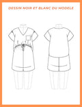 Schéma de l'Ensemble Callice pour grossesse, patron de couture pdf à télécharger, vue avant et arrière.