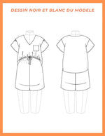 Schéma de l'Ensemble Callice pour grossesse, patron de couture pdf à télécharger, vue avant et arrière.