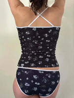 Ensemble Culotte/Camisole Duo ALWENA pour femmes (34-54) modèle floral en jersey, patron de couture pdf à télécharger.
