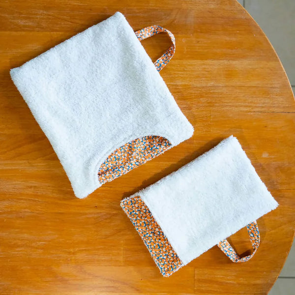 Essuie-tout biface lavable – Oups avec motif, patron de couture pdf à télécharger, zéro déchet, pratique pour la cuisine.