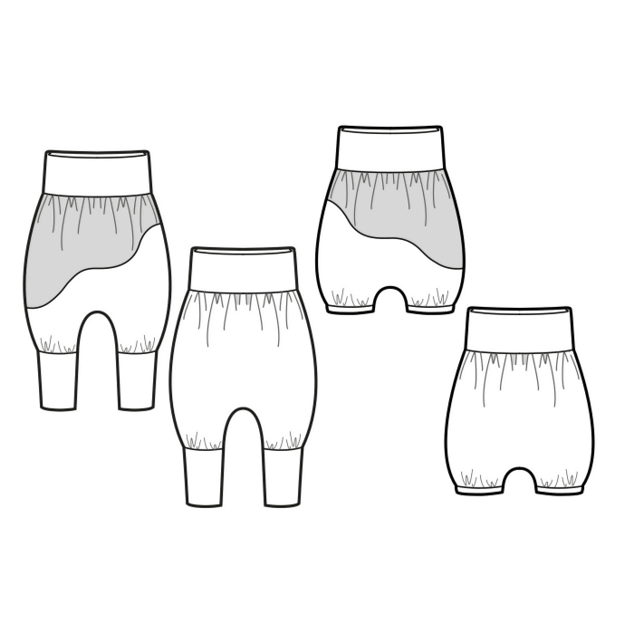 Illustration du patron de couture pdf à télécharger pour GOYAVE - LE sarouel et bermuda évolutif