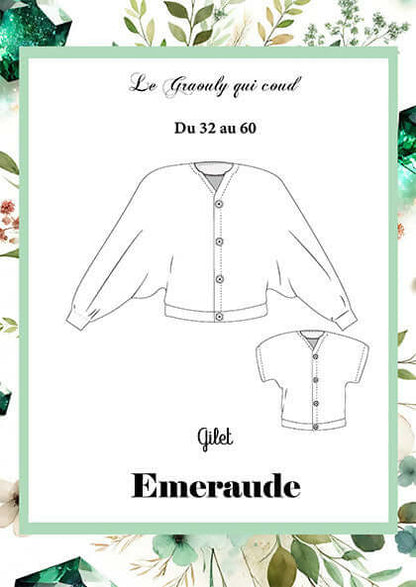 Patron de couture pdf à télécharger Gilet Emeraude style kimono manches chauve-souris, coupe décontractée et confortable.