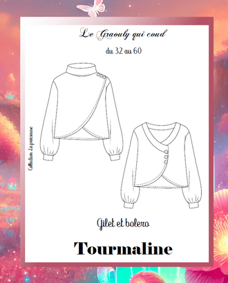 Gilet Tourmaline - patron de couture pdf à télécharger, modèles de blouse élégante du 32 au 60.