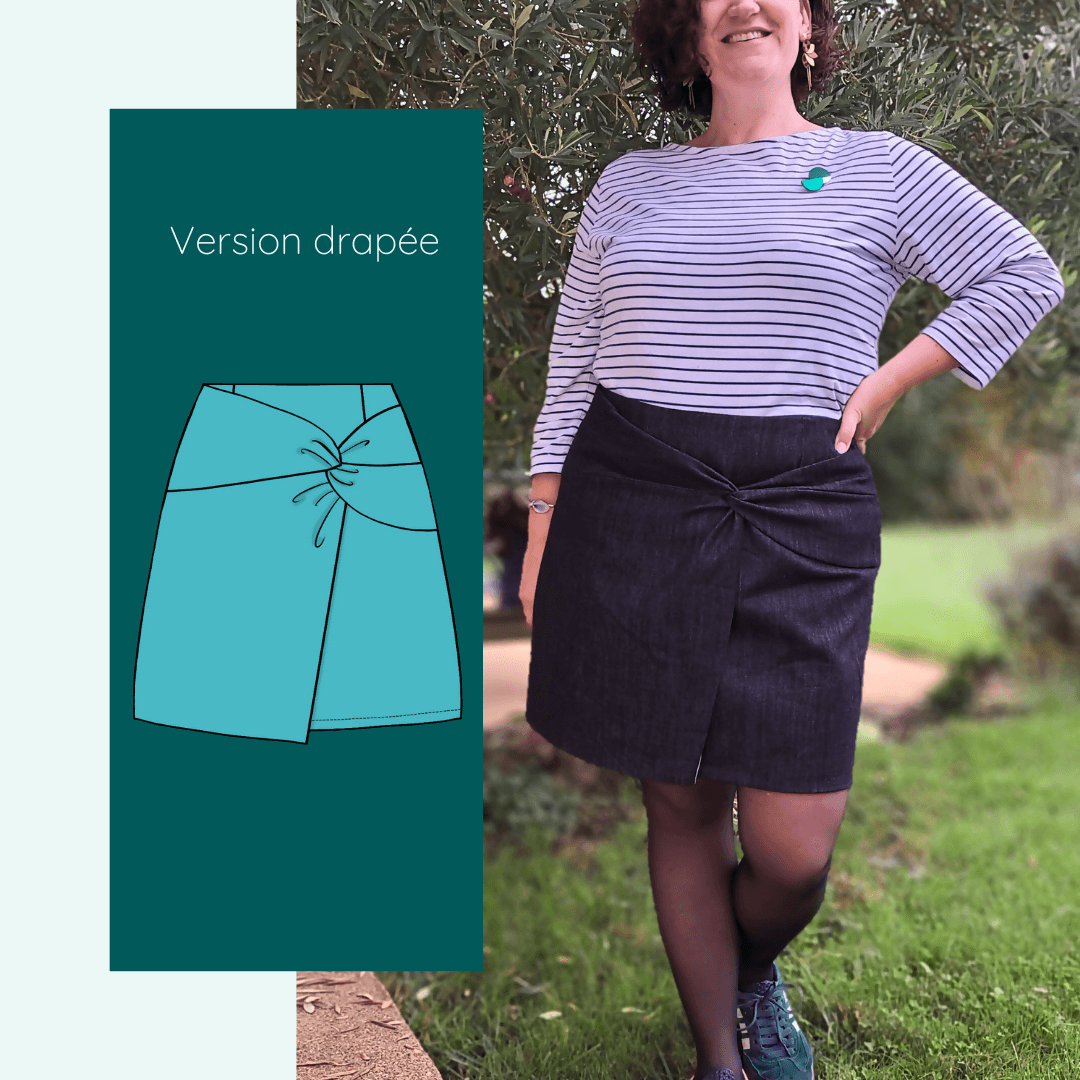 Jupe Amazilia | Taille 32 à 52 - patron de couture pdf à télécharger avec version drapée du modèle inspiré de l'uniforme college girl