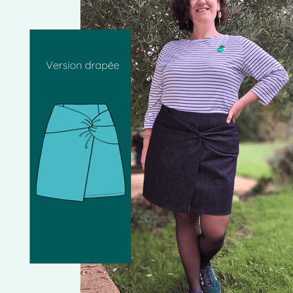 Jupe Amazilia | Taille 32 à 52 - patron de couture pdf à télécharger avec version drapée du modèle inspiré de l'uniforme college girl