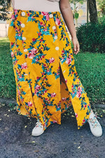 Jupe Astéria - T36 à 50, patron de couture pdf à télécharger, jupe longue boutonnée, originale avec poches invisibles et ceinture élastique.