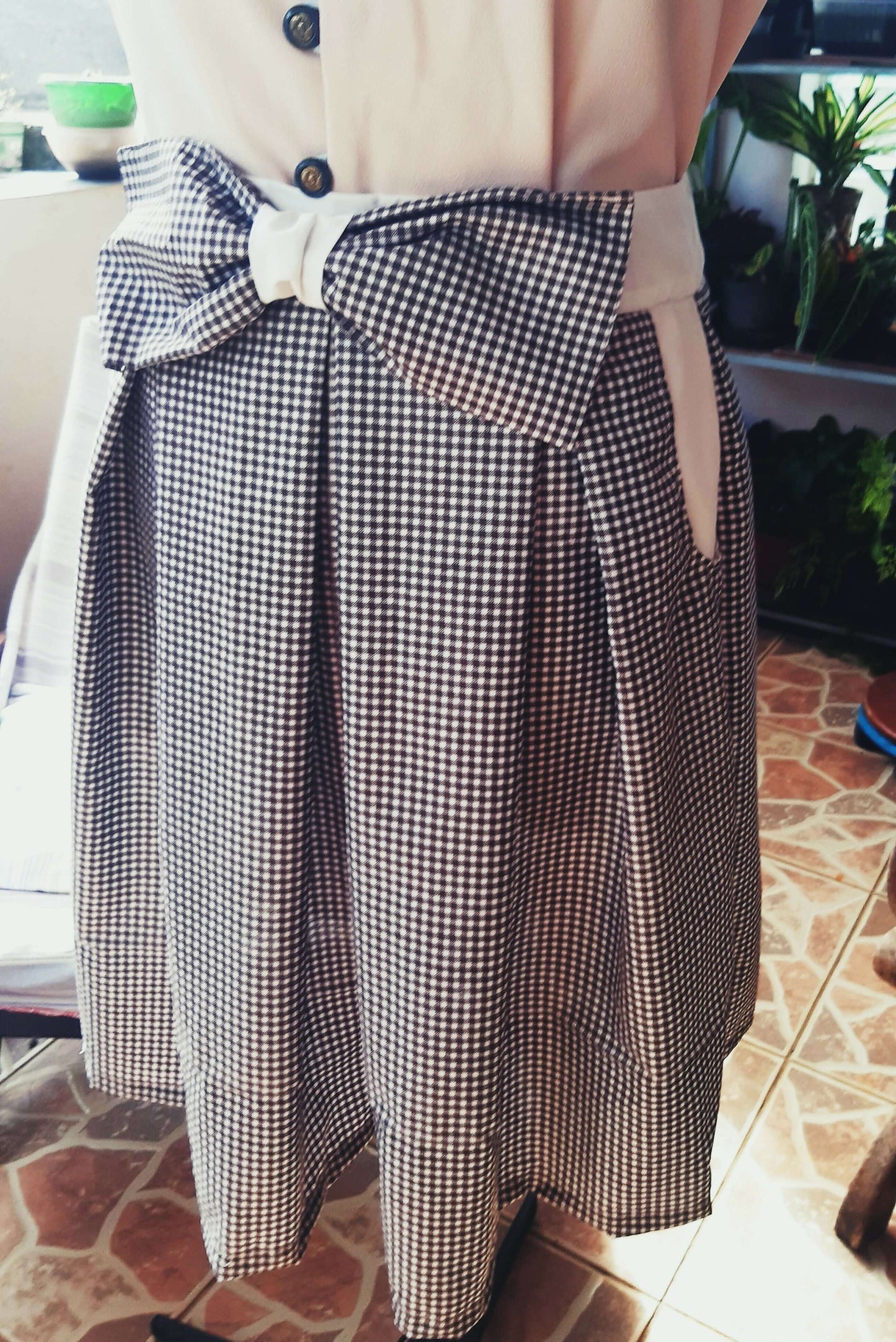 Jupe Hathor - T36 à 50 à plis avec poches italiennes et nœud décoratif, patron de couture pdf à télécharger, style années 60.