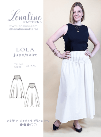 Jupe Lola élégante, patron de couture pdf à télécharger, femme portant une jupe droite, tailles XS à XXL, Lenaline Patterns.