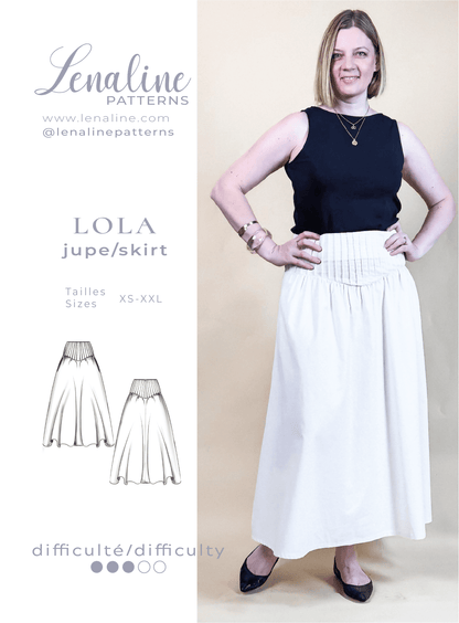 Jupe Lola élégante, patron de couture pdf à télécharger, femme portant une jupe droite, tailles XS à XXL, Lenaline Patterns.