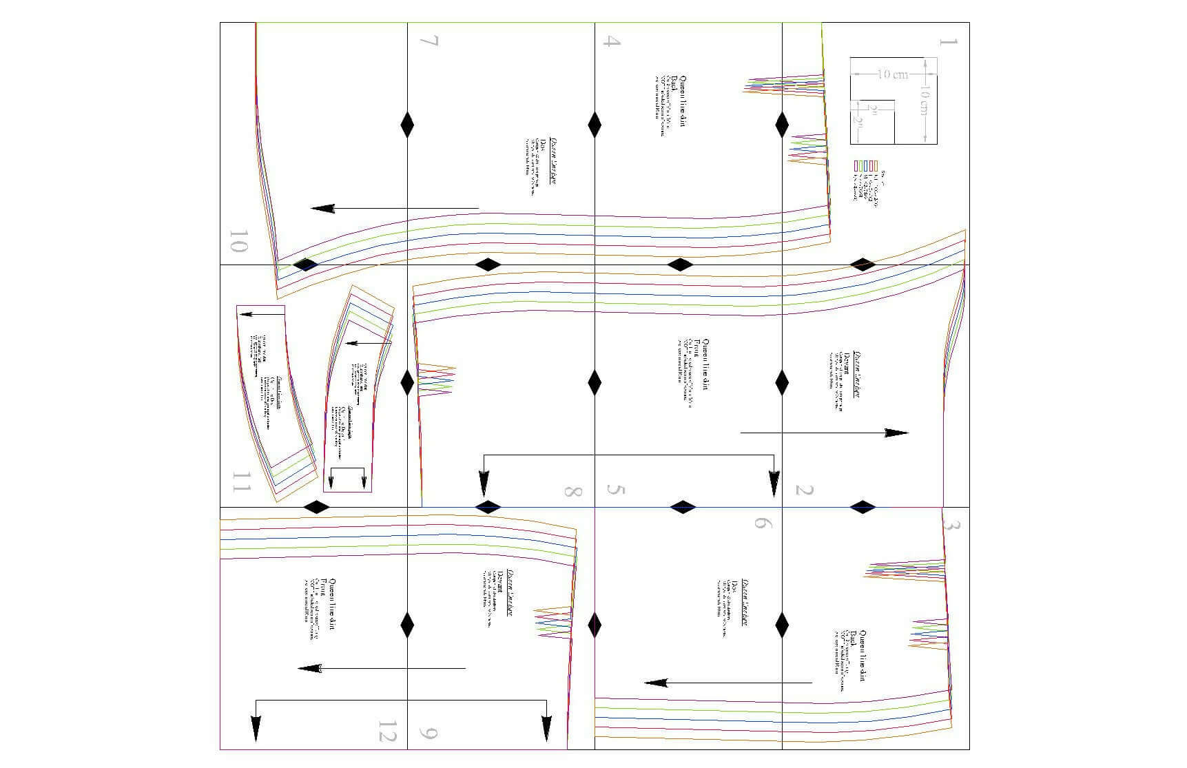 Patron de couture PDF à télécharger Jupe - XXS/XL - QUEEN LINE, niveau intermédiaire, tailles XS à XL, imprimable A4/A0/US Letter