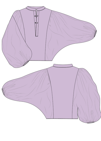 Illustration du KAYLA Chemisier-taille de 30 à 58 EU avec manches kimono et patron de couture pdf à télécharger