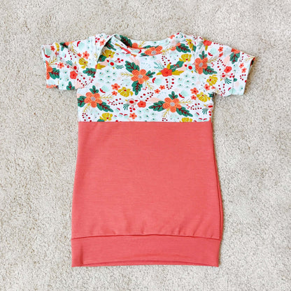 LITCHI : t-shirt, sweat et robe en un patron enfant, modèle floral, patron de couture pdf à télécharger, tailles 0 à 12 ans.