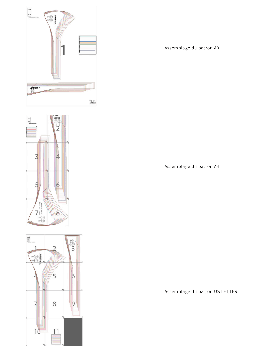 Patron de couture LUNA top- 15 taille de 30 à 58 EU en PDF à télécharger, options pour assemblage A0, A4, et US LETTER.