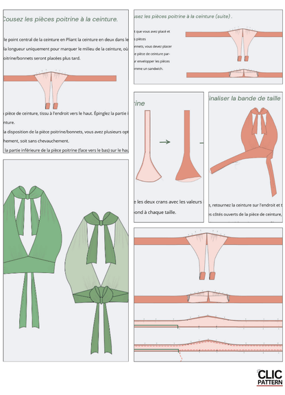 Patron de couture PDF à télécharger pour LUNA top- 15 taille de 30 à 58 EU, instructions de confection et design du haut.