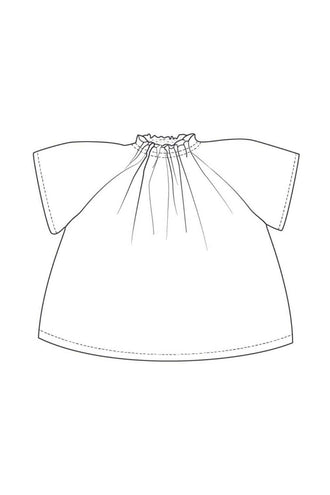 Illustration de La Blouse Belval en 11 tailles, patron de couture pdf à télécharger pour bébés et enfants.