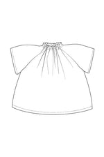 Illustration de La Blouse Belval en 11 tailles, patron de couture pdf à télécharger pour bébés et enfants.