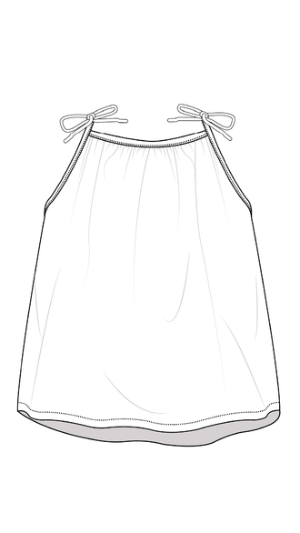 Illustration du patron de couture pdf à télécharger, La Blouse Mimolette en 10 tailles, pour bébés et enfants, image de la blouse.