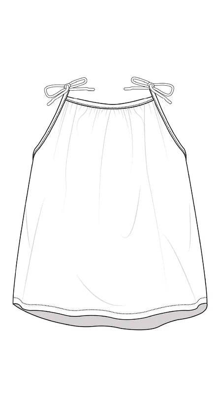 Illustration du patron de couture pdf à télécharger, La Blouse Mimolette en 10 tailles, pour bébés et enfants, image de la blouse.
