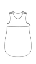 Illustration du patron de couture pdf à télécharger pour La Gigoteuse Classique, tailles 0-6 à 24-36 mois incluses.