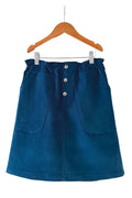 Patron PDF Jupe Chabichou Enfant de 1 à 14 ans, jupe bleue avec taille élastiquée et boutons, patron de couture pdf à télécharger pour enfants.