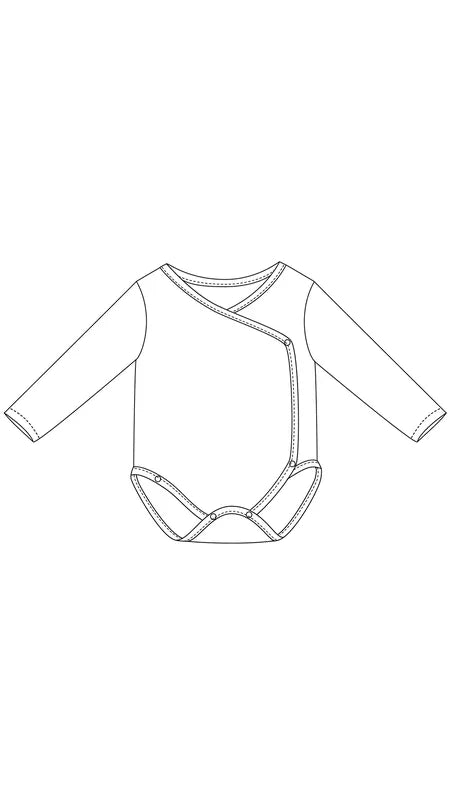 Illustration du modèle PDF Le Body Bébé, patron de couture pdf à télécharger avec ouverture pratique et 8 tailles incluses.