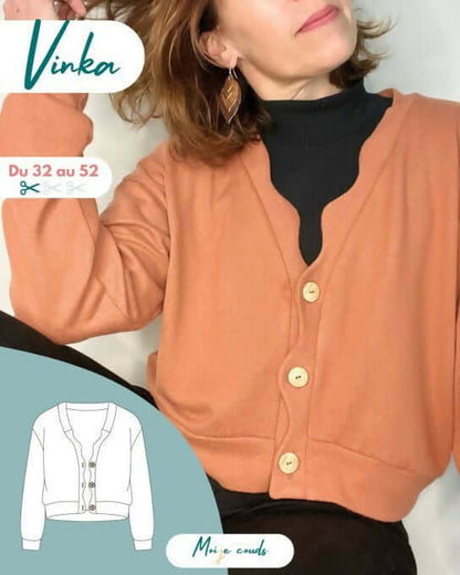 Le Gilet Vinka du 32 au 52, gilet ample avec boutons, idéal pour toutes les saisons.