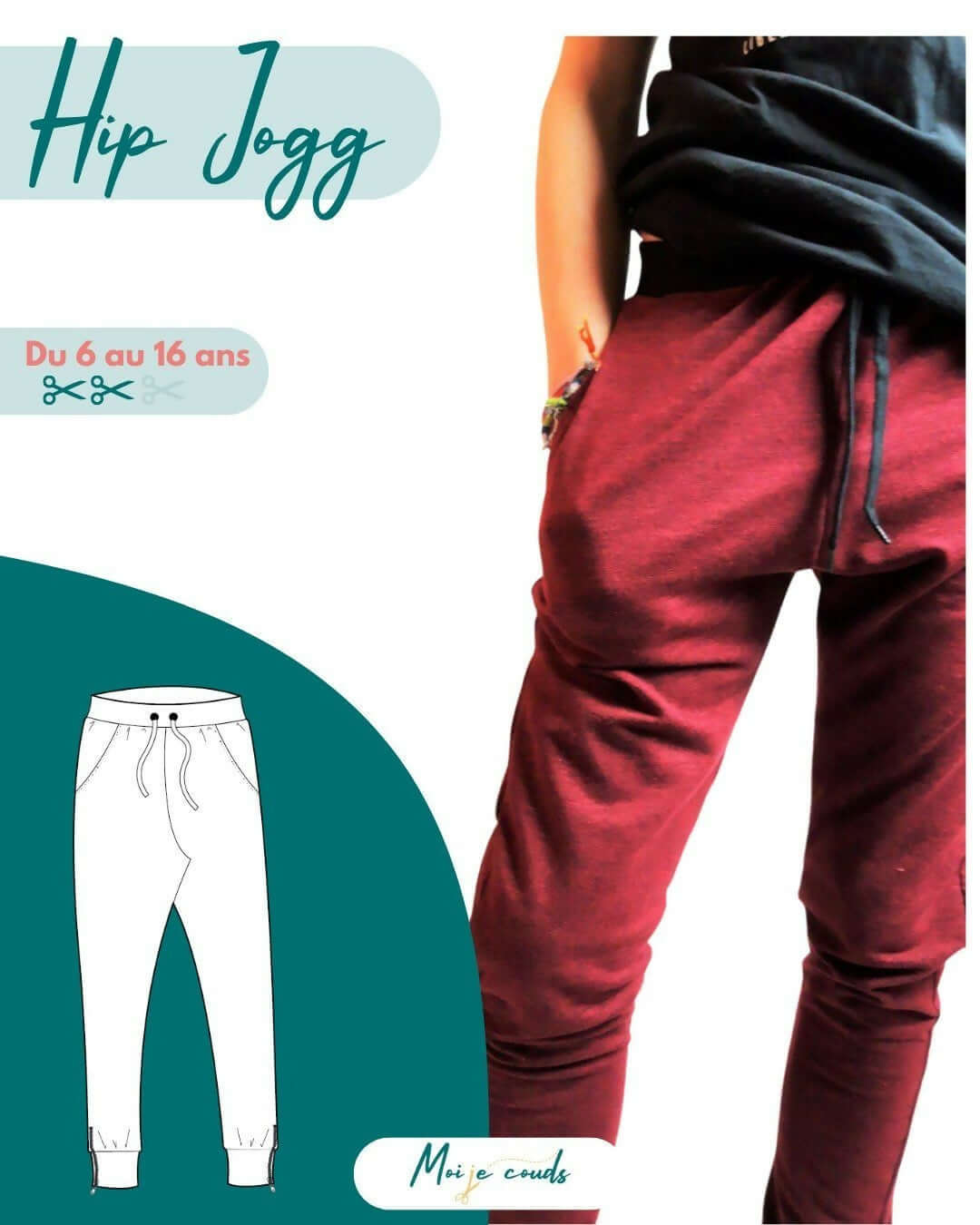 Le Hip-Jogg du 6 au 16 ans en tissu confortable et moderne, idéal pour les enfants et ados.