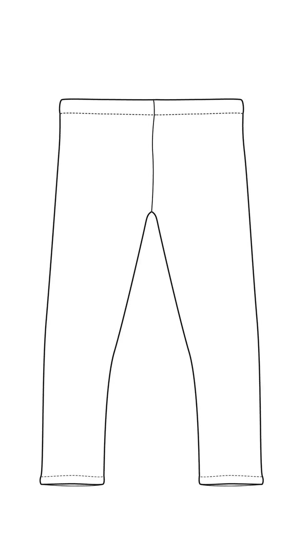 Illustration du patron PDF à télécharger pour le Legging bébé et enfant, tailles 3 mois à 10 ans, patron de couture PDF à télécharger.