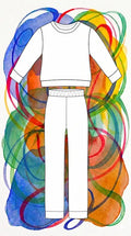 Modèle de pyjama Chaource pour enfant avec pantalon et tee-shirt, disponible en plusieurs tailles avec guide explicatif en couleurs.