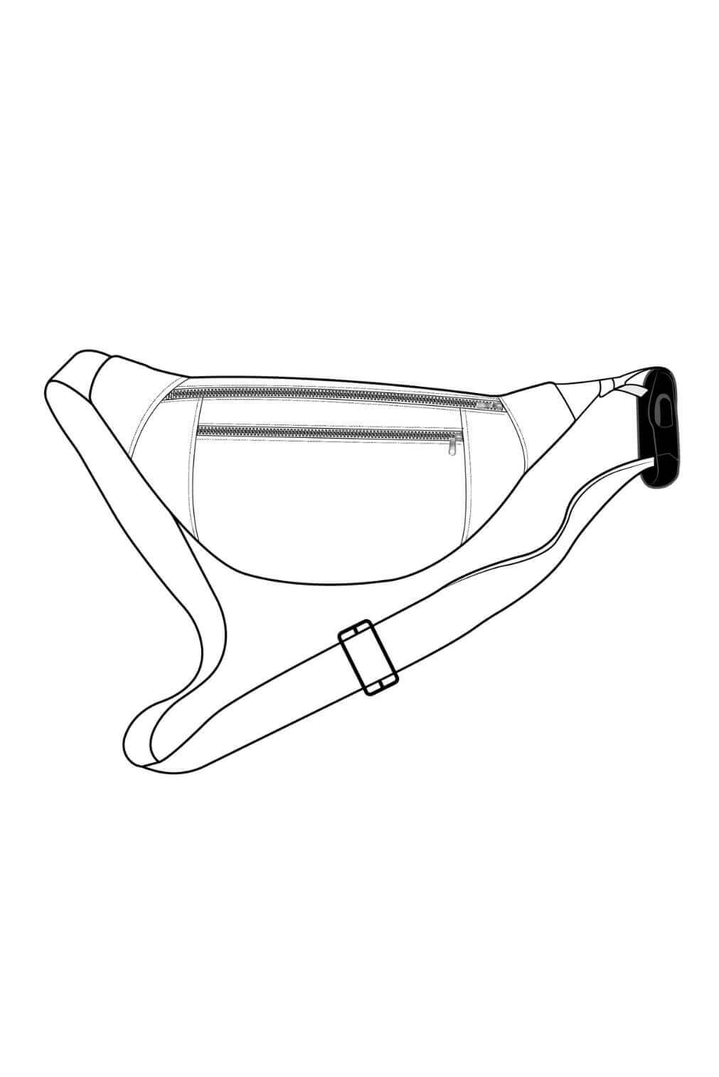 Patron de couture à télécharger sac banane style minimaliste avec fermeture éclair et sangle réglable