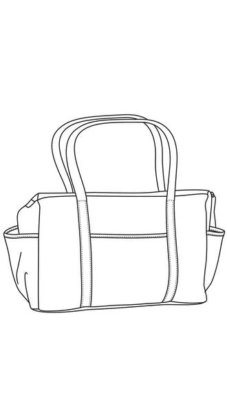 Illustration du Le Sac de Maternité avec poches multiples, patron de couture pdf à télécharger, idéal pour les sorties avec bébé.