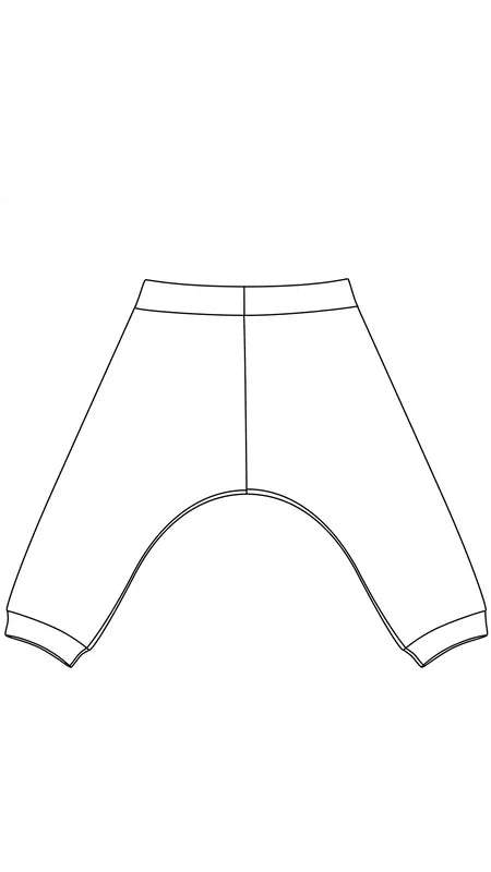Patron Le Sarouel Bébé, modèle de couture PDF à télécharger, pantalon ample pour bébés et enfants en 6 tailles.
