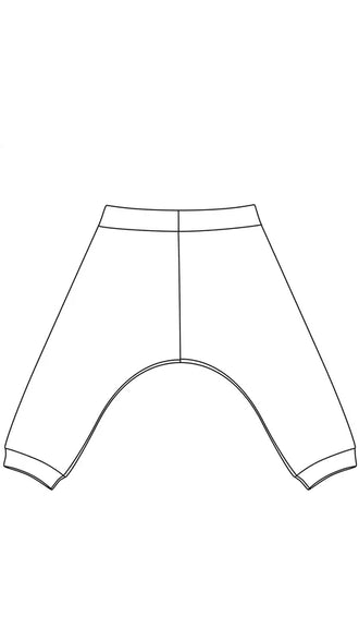 Patron Le Sarouel Bébé, modèle de couture PDF à télécharger, pantalon ample pour bébés et enfants en 6 tailles.