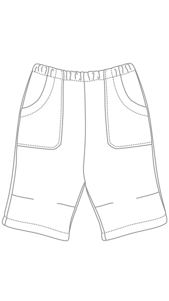 Patron de couture PDF pour "Le Short-Bermuda Bébé et Enfant", modèle mixte pour filles et garçons, tailles 90-120 cm, à télécharger.