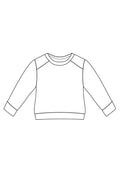 Illustration du patron de couture PDF à télécharger pour Le Sweat Venaco pour bébés et enfants, tailles de 12 mois à 10 ans.