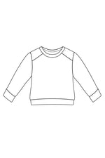 Illustration du patron de couture PDF à télécharger pour Le Sweat Venaco pour bébés et enfants, tailles de 12 mois à 10 ans.
