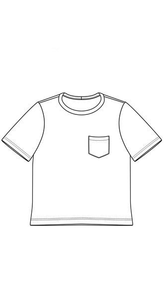 Illustration du modèle Le T-shirt manches courtes pour bébé et enfant, patron de couture PDF à télécharger.
