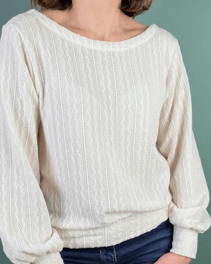 Le pull Axia du 32 au 52 encolure bateau, patron de couture pdf à télécharger, mode intemporelle et polyvalente