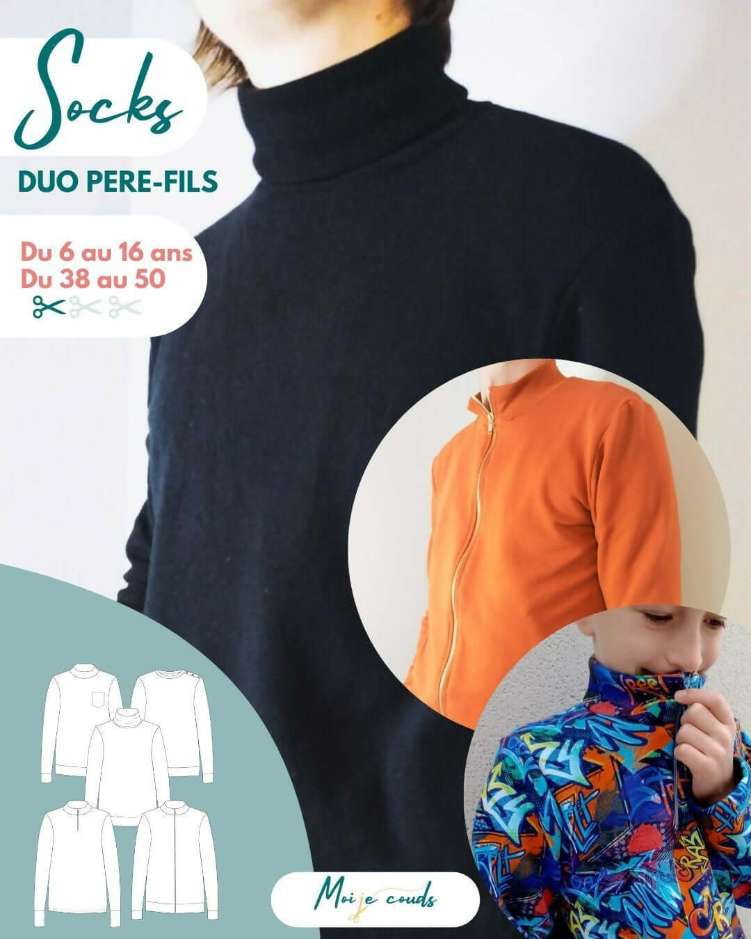 Le pull Socks Duo Homme 38-50 / Garçon 6-16 ans en plusieurs couleurs et styles tendance.