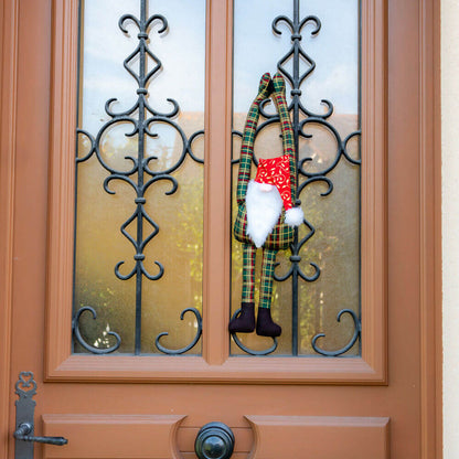 Lutin de Noël à suspendre sur une porte, décor festif et coloré, idéal pour égayer votre intérieur.