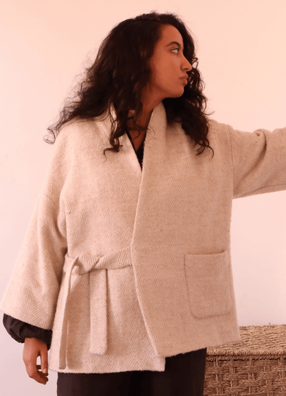 MANTEAU MILDA- 15 taille de 30 à 58 EU, patron de couture pdf à télécharger, manteau élégant avec col châle et manches 3/4 larges.